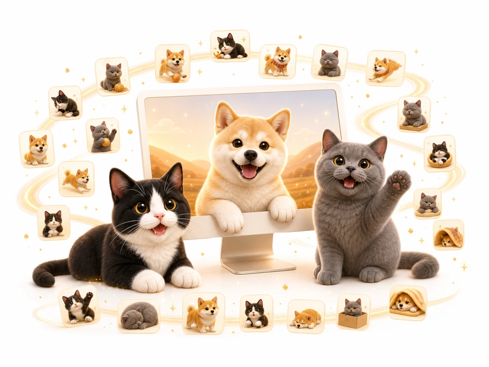 A pet with a full set of moves plus a matching avatar and wallpaper